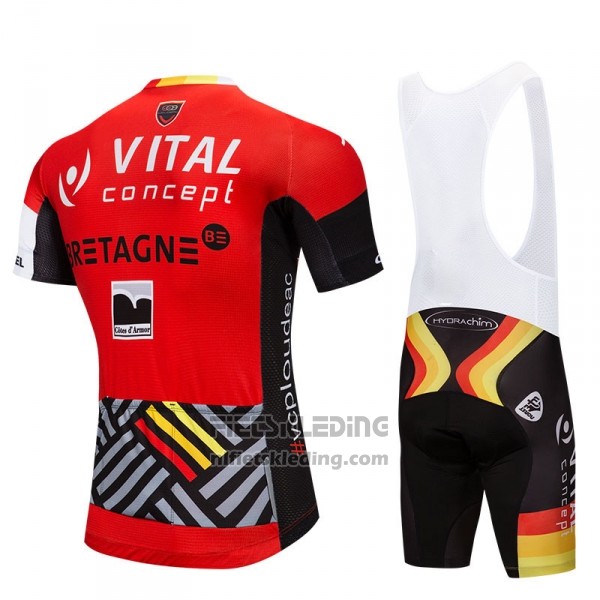 2018 Fietskleding Vital Concept Rood Wit Korte Mouwen en Koersbroek